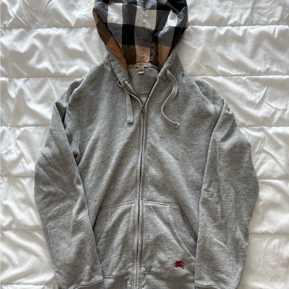 Gray Hooded Burberry Men's Sweater